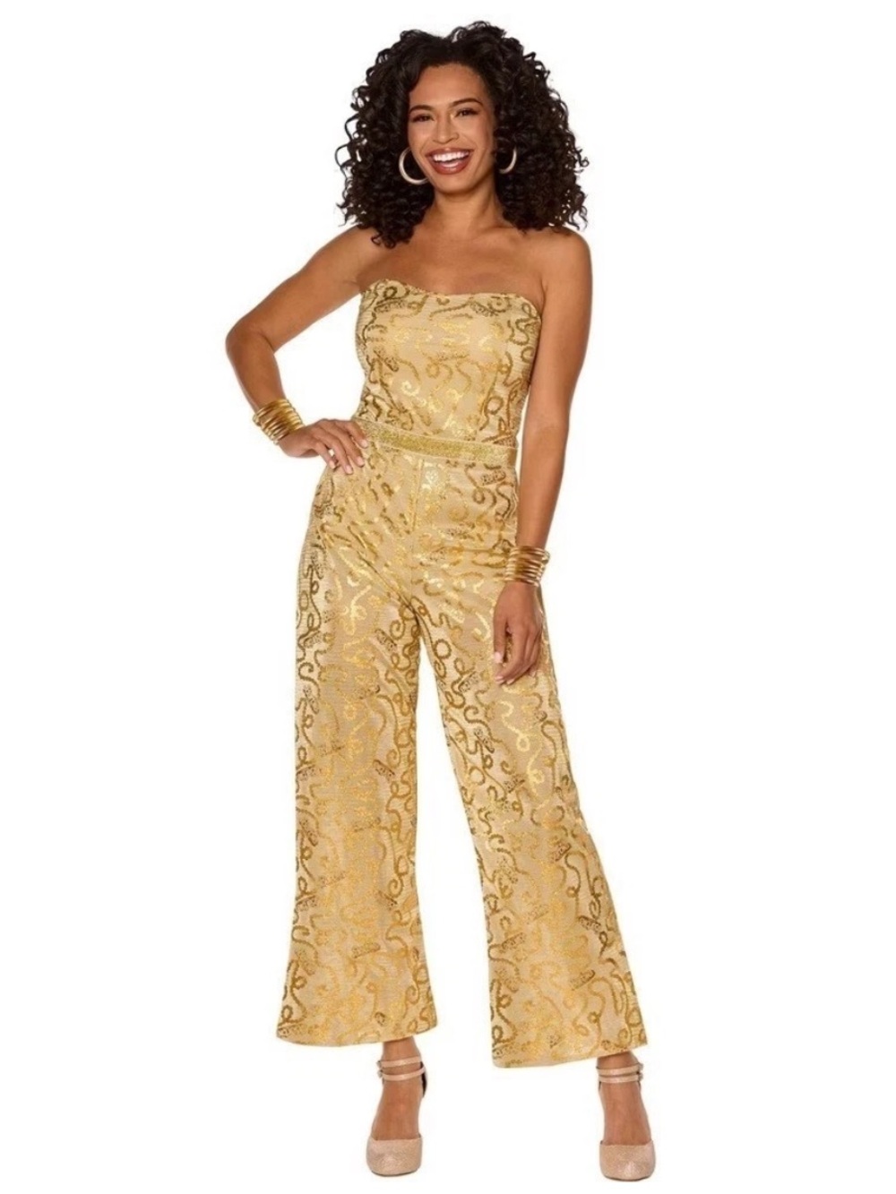 Barbie Metallic Gold Disco Jumpsuit